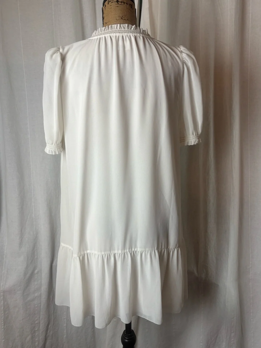 Aritzia Wilfred Walden Dress Tiered Chiffon Flowy Ruffle Hem Mini White Sz M
